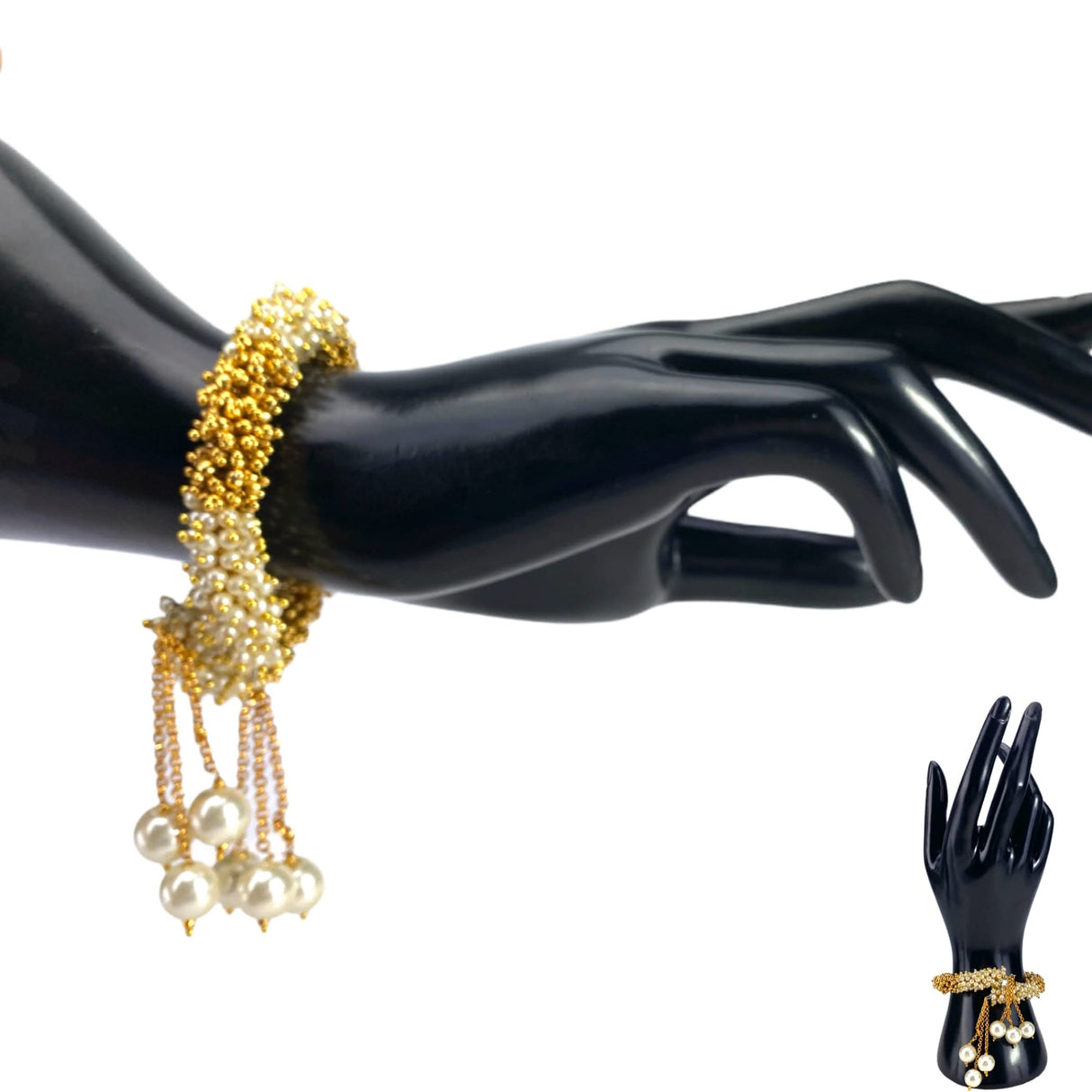 Antique Adjustable Bracelet with Gold Plating Bangle Bracelets for Women Gold and Pearl Bracelet Indian Jewellary Indian Favor or Mothers Day Valentines Anniversary Birthday Gifts - LoveNspire