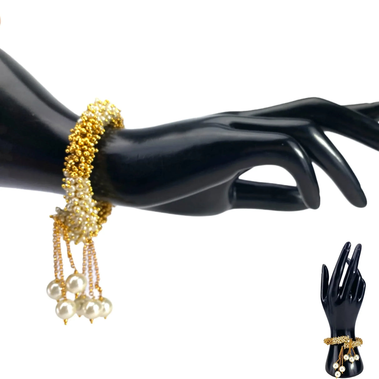 Antique Adjustable Bracelet with Gold Plating Bangle Bracelets for Women Gold and Pearl Bracelet Indian Jewellary Indian Favor or Mothers Day Valentines Anniversary Birthday Gifts - LoveNspire