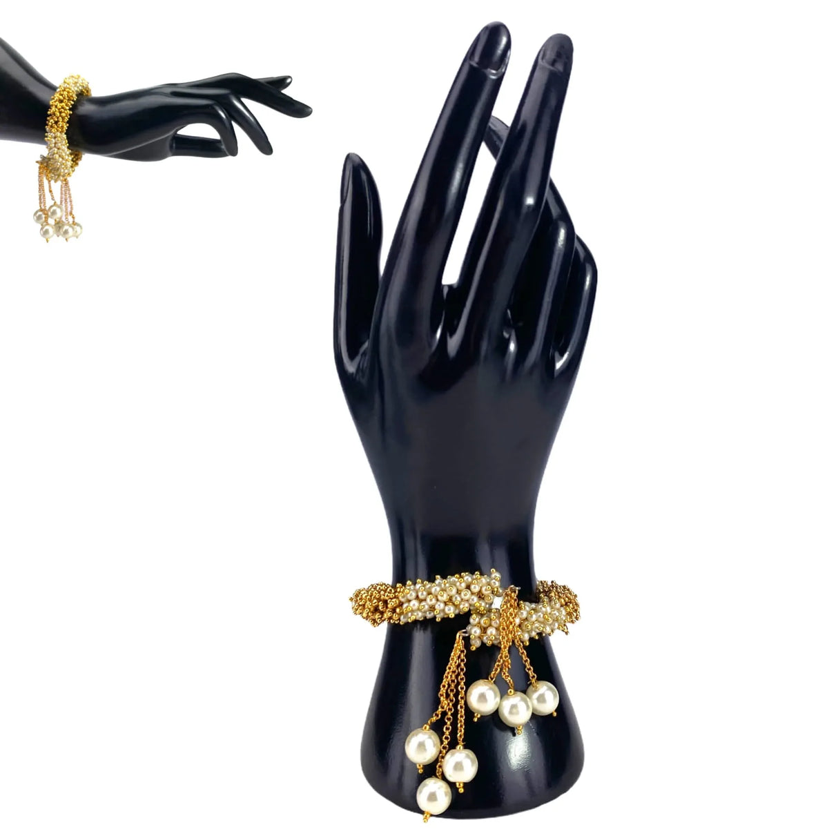 Antique Adjustable Bracelet with Gold Plating Bangle Bracelets for Women Gold and Pearl Bracelet Indian Jewellary Indian Favor or Mothers Day Valentines Anniversary Birthday Gifts - LoveNspire