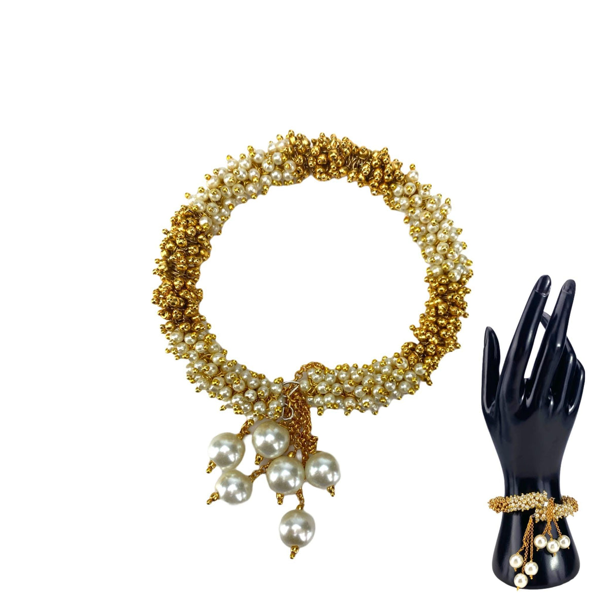 Antique Adjustable Bracelet with Gold Plating Bangle Bracelets for Women Gold and Pearl Bracelet Indian Jewellary Indian Favor or Mothers Day Valentines Anniversary Birthday Gifts - LoveNspire