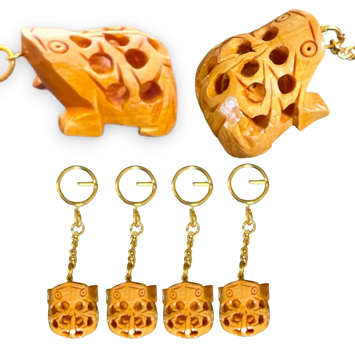 4Pc Wooden Keychain Amulet Keyring Door Car Key Chains Good Luck Key Holder for Thanksgiving Housewarming Gift - LoveNspire