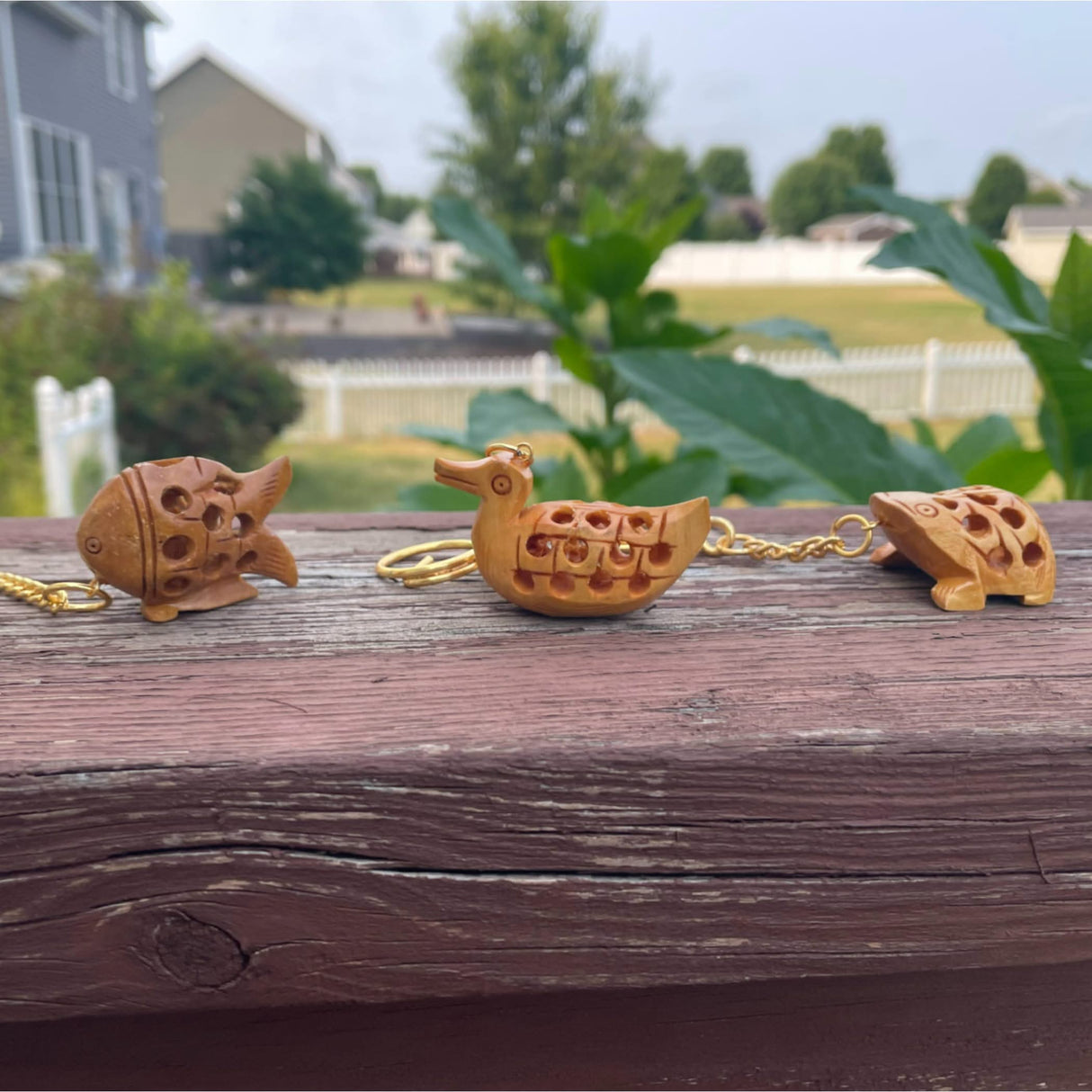 4Pc Wooden Keychain Amulet Keyring Door Car Key Chains Good Luck Key Holder for Thanksgiving Housewarming Gift - LoveNspire