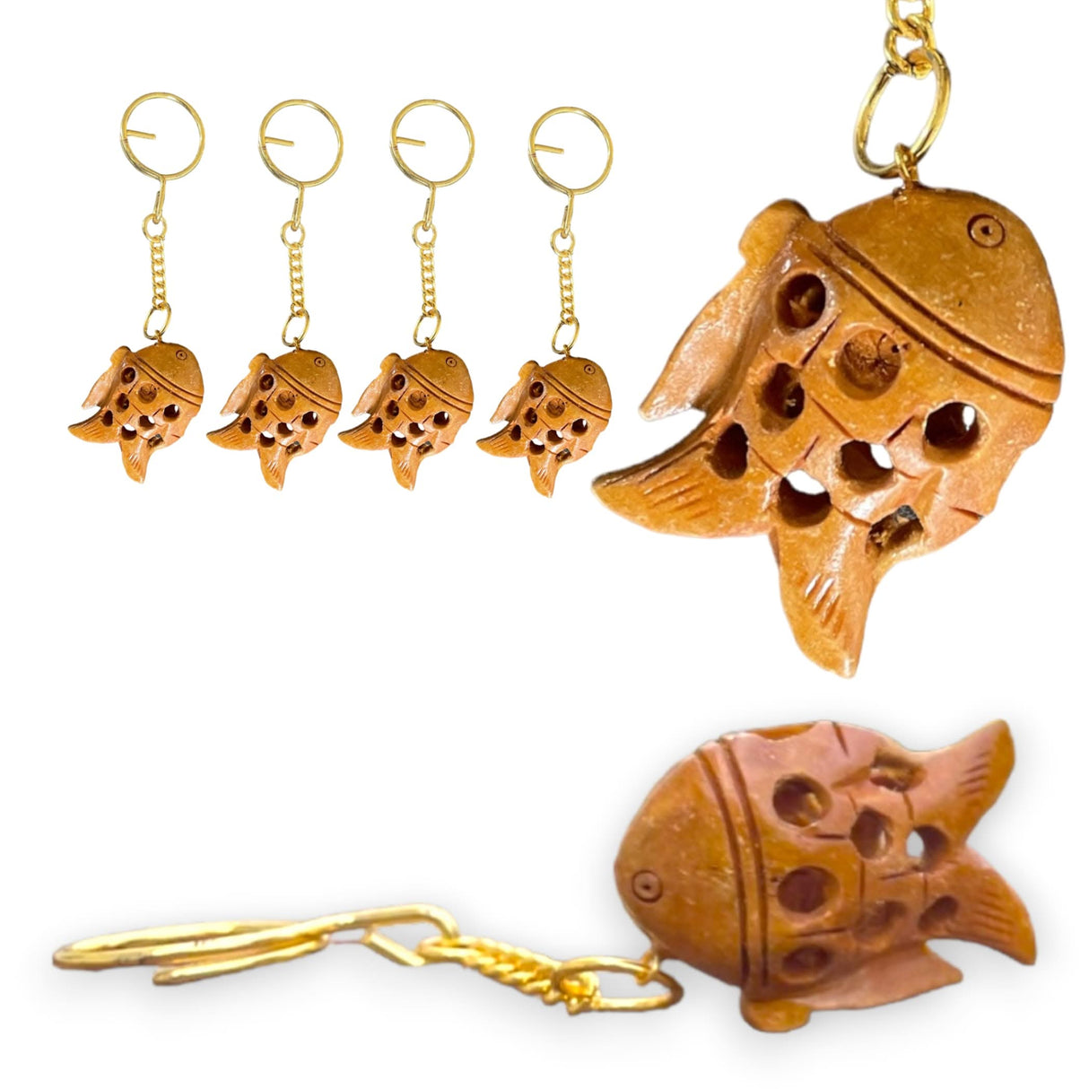 4Pc Wooden Keychain Amulet Keyring Door Car Key Chains Good Luck Key Holder for Thanksgiving Housewarming Gift - LoveNspire