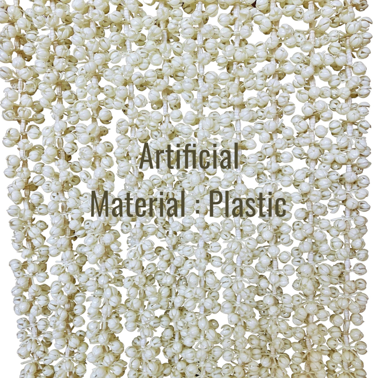 Artificial Jasmine Buds Garland 4 Strings for Festivals Pooja Indian Muslim Wedding Housewarming Diwali Decorations Eid Decoration Mehndi Party Day of the Dead Door Hanging Decor - LoveNspire