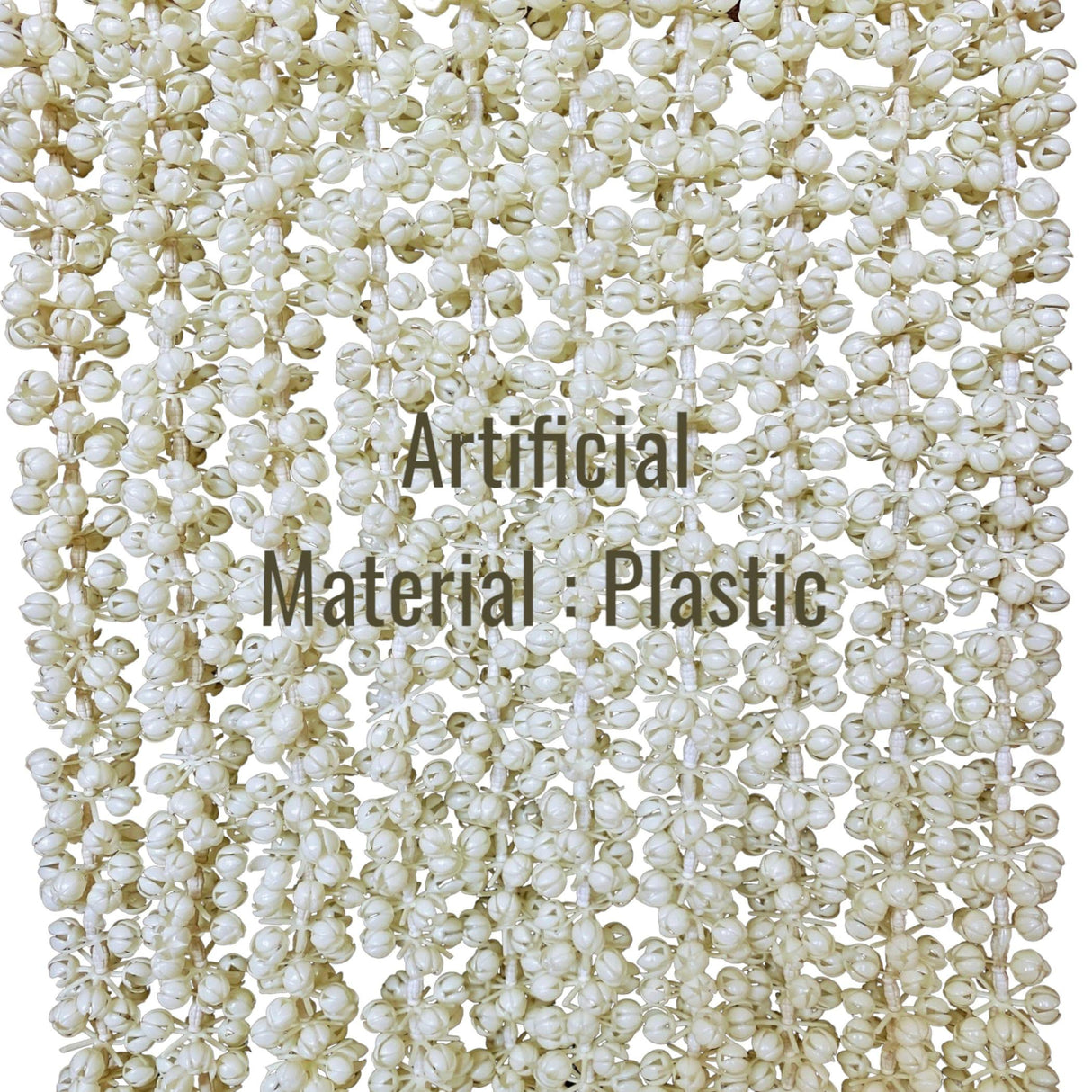 Artificial Jasmine Buds Garland 4 Strings for Festivals Pooja Indian Muslim Wedding Housewarming Diwali Decorations Eid Decoration Mehndi Party Day of the Dead Door Hanging Decor - LoveNspire