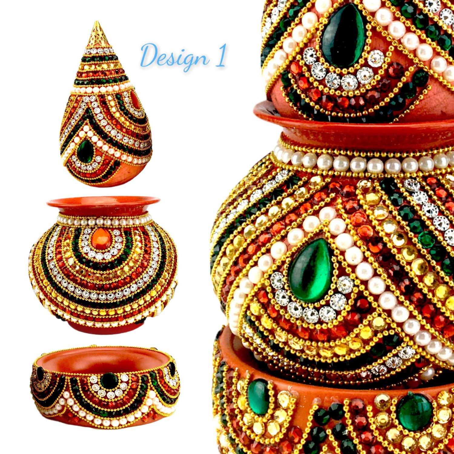 Artificial Mangal Kalash Decorative Nariyal Pooja Kalash Coconut Lota Set Laxmi Ganesha Puja Favor Handicraft Indian Wedding Kalash Temple Item Housewarming Gift - LoveNspire