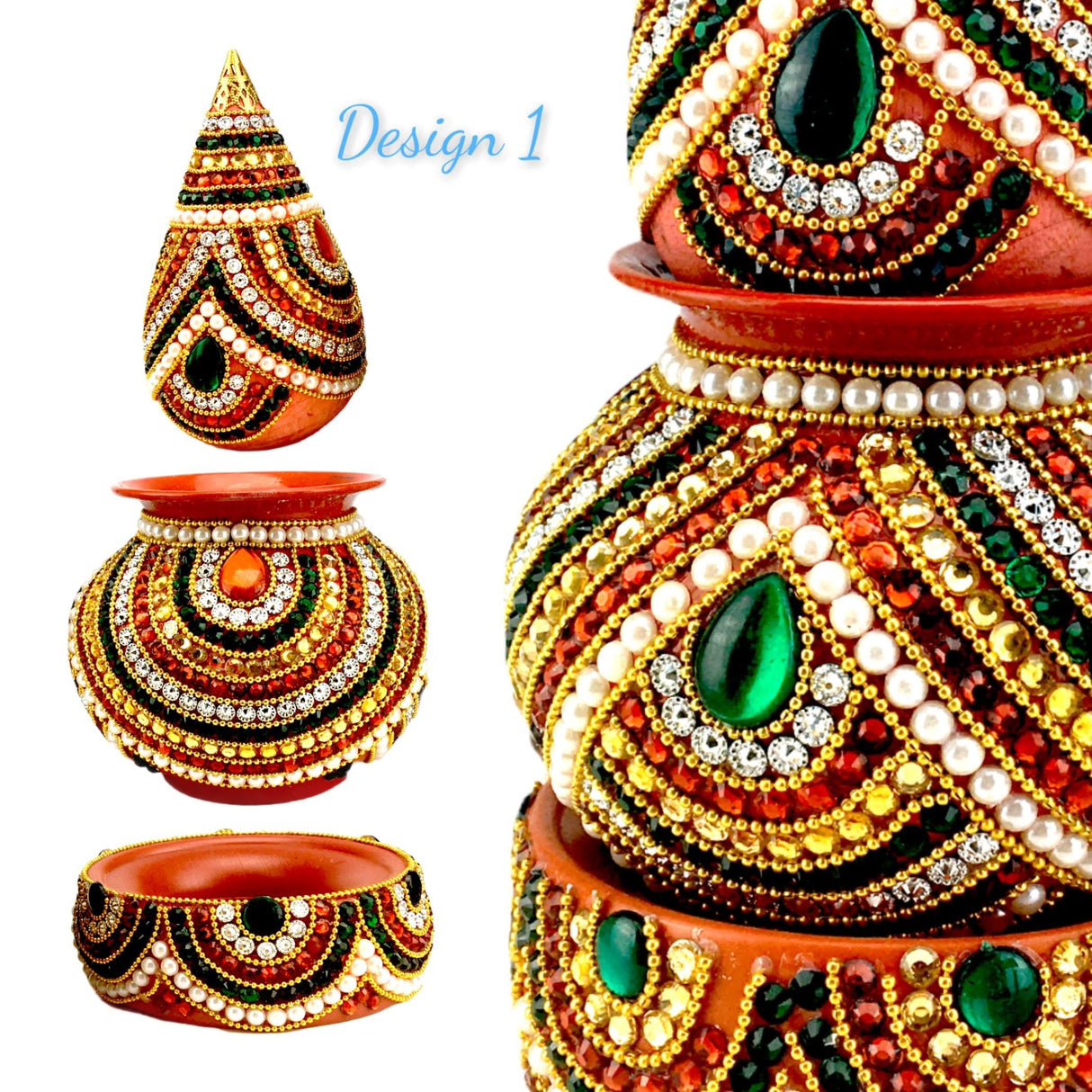 Artificial Mangal Kalash Decorative Nariyal Pooja Kalash Coconut Lota Set Laxmi Ganesha Puja Favor Handicraft Indian Wedding Kalash Temple Item Housewarming Gift - LoveNspire