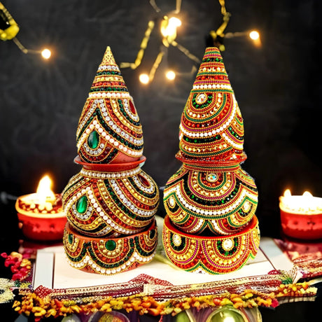 Artificial Mangal Kalash Decorative Nariyal Pooja Kalash Coconut Lota Set Laxmi Ganesha Puja Favor Handicraft Indian Wedding Kalash Temple Item Housewarming Gift - LoveNspire