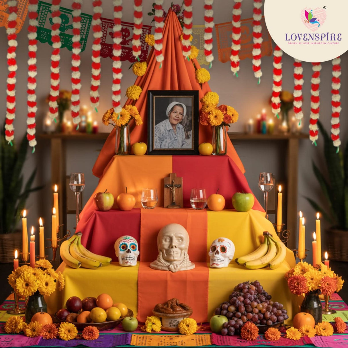 Artificial Marigold Flowers Garland Bandhanwar String for Home Party Door Hanging Diwali Decorations Day of the Dead Ofrenda Dia De Los Muertos Mexican Flowers Halloween Marygold Decor - LoveNspire