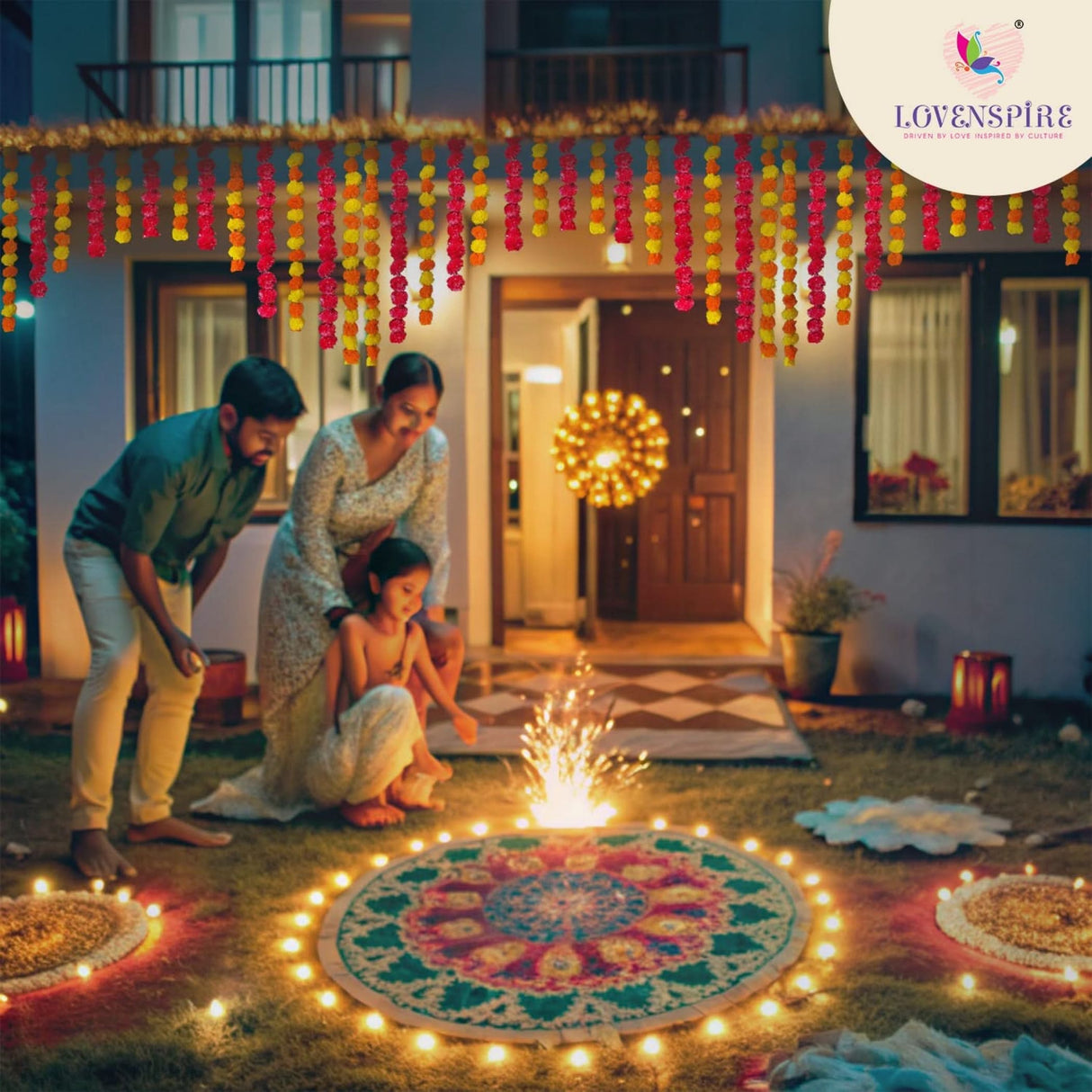 5 Strings Artificial Marigold Flowers Garland for Home Party Door Hanging Diwali Navratri Decorations Day of the Dead Dia De Los Muertos Ofrenda Halloween Mexican Fiesta Party Decor - LoveNspire