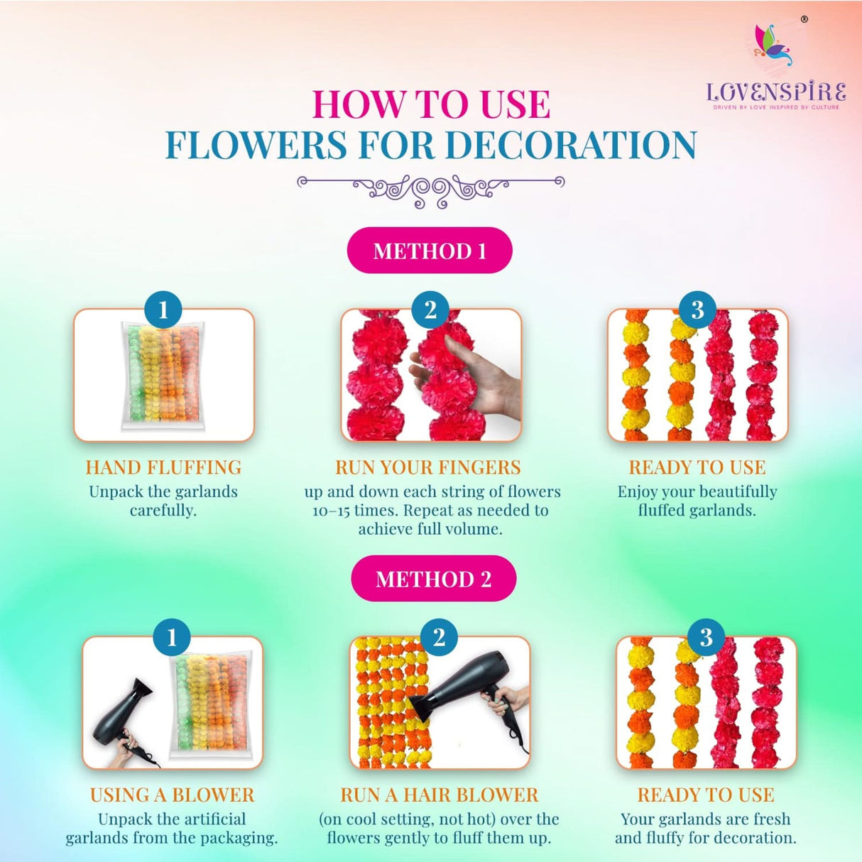 5 Strings Artificial Marigold Flowers Garland for Home Party Door Hanging Diwali Navratri Decorations Day of the Dead Dia De Los Muertos Ofrenda Halloween Mexican Fiesta Party Decor - LoveNspire