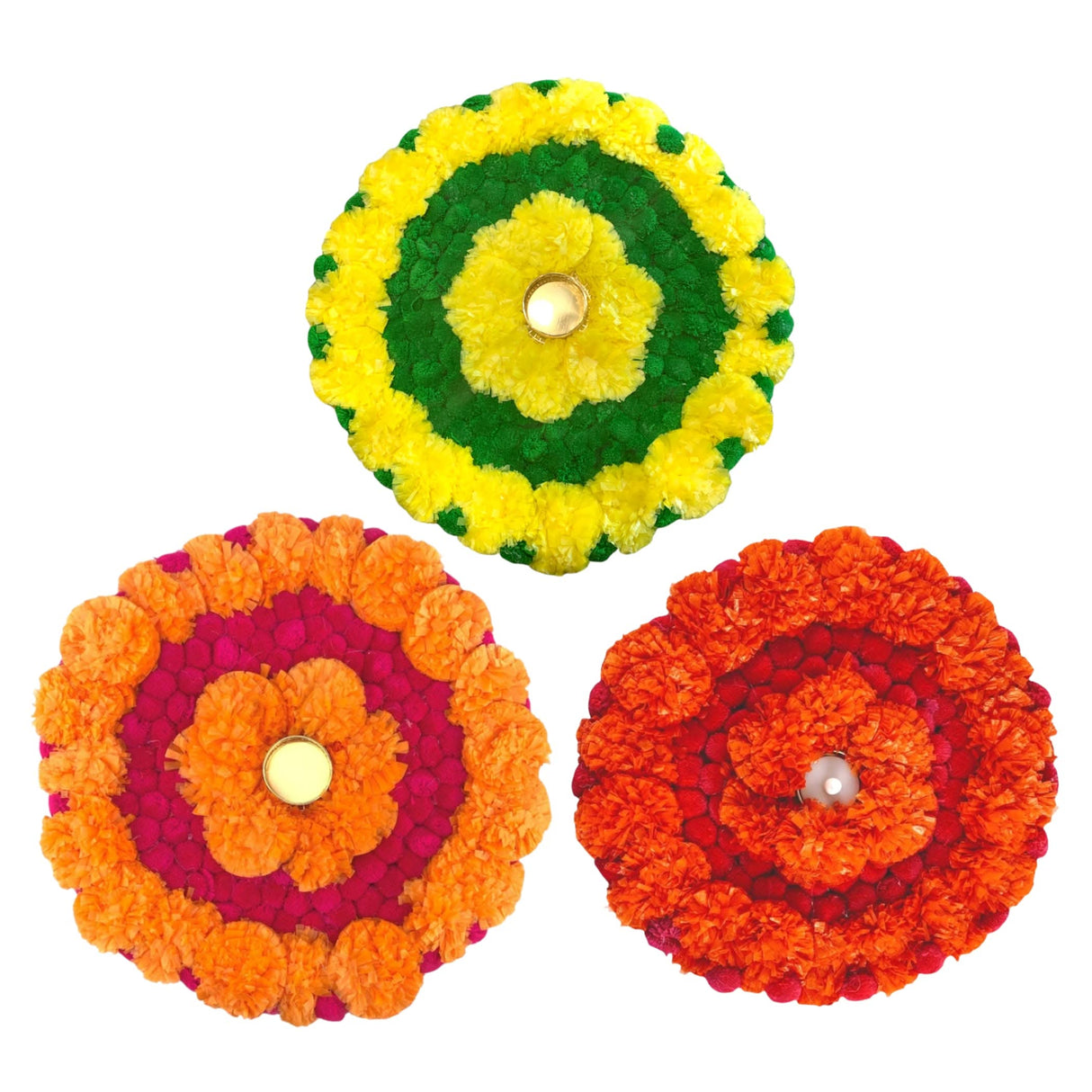 Ugadi Decor Decorative Flower Rangoli Artificial Marigold Rangoli Indian Wedding Favor Housewarming Pooja Diwali Festive Decor Religious Temple Item Return Gift - LoveNspire
