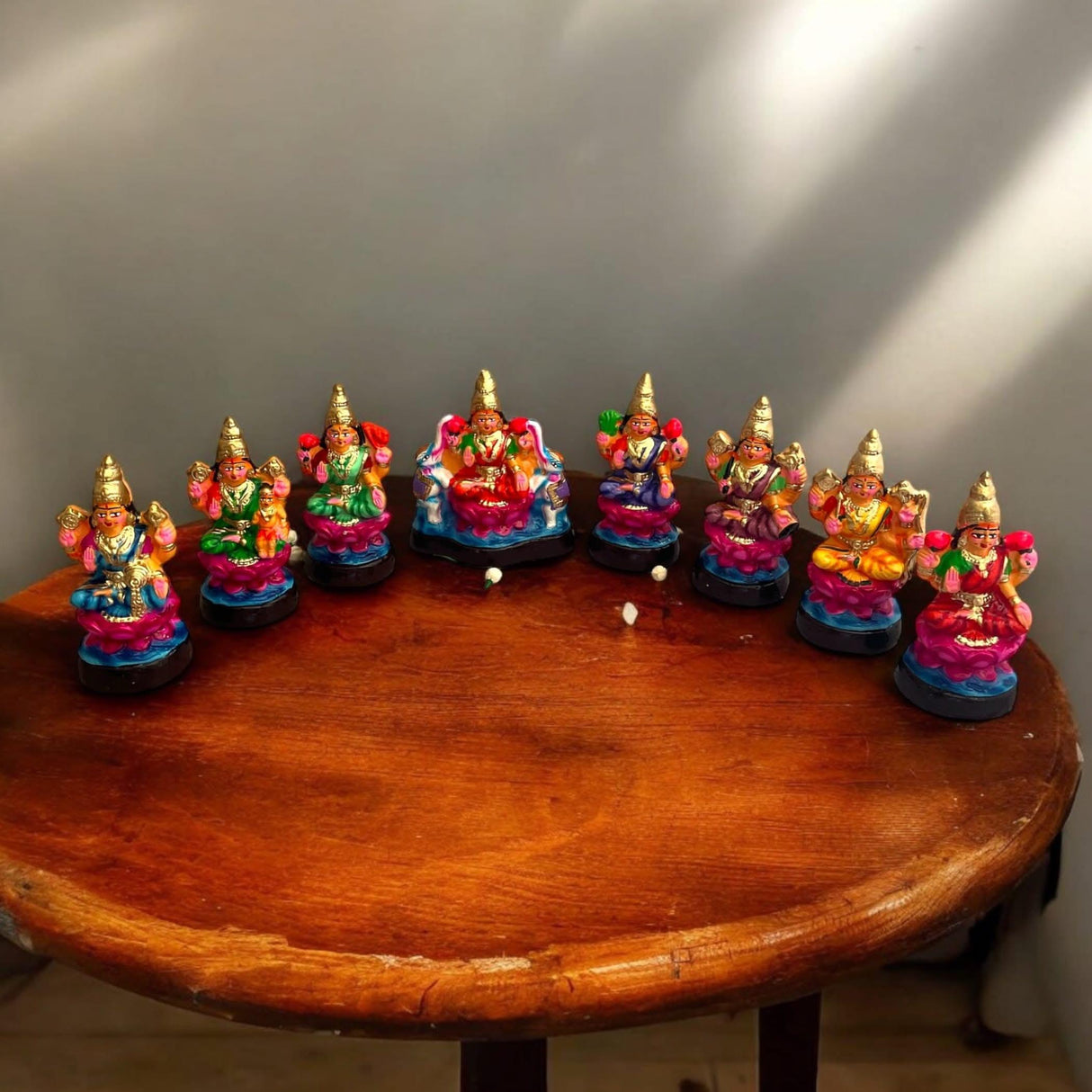 Goddess Ashtalakshmi Set for Navratri Golu Dolls Diwali Puja Temple Office Decor Handmade Golu Doll Set of 8 Indian Traditional Home Decor Gifting Item Navaratri Golu (6 Inches) - LoveNspire