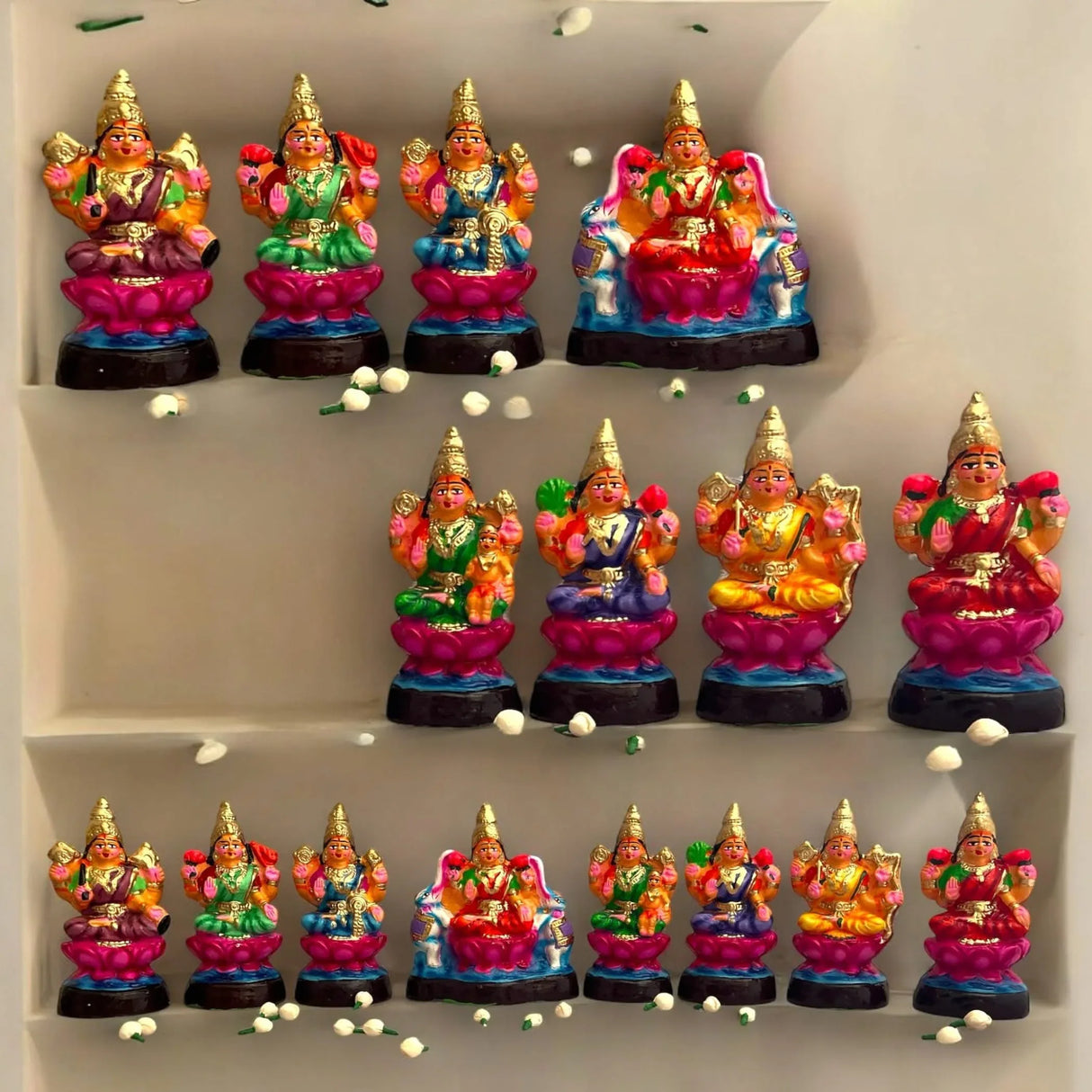 Goddess Ashtalakshmi Set for Navratri Golu Dolls Diwali Puja Temple Office Decor Handmade Golu Doll Set of 8 Indian Traditional Home Decor Gifting Item Navaratri Golu (6 Inches) - LoveNspire