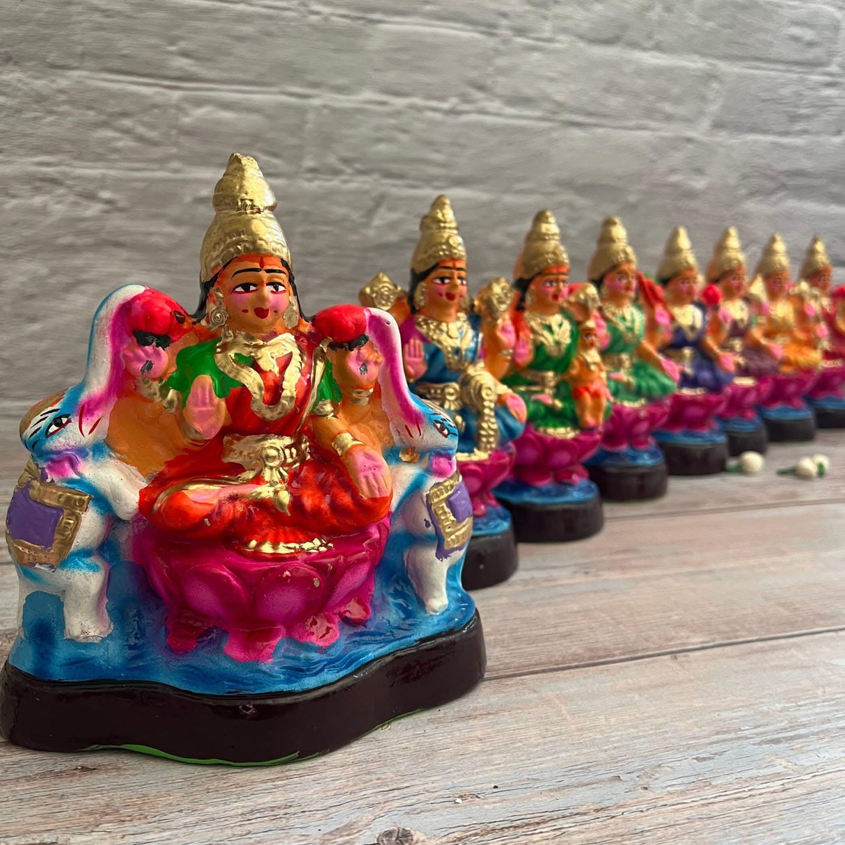 Goddess Ashtalakshmi Set for Navratri Golu Dolls Diwali Puja Temple Office Decor Handmade Golu Doll Set of 8 Indian Traditional Home Decor Gifting Item Navaratri Golu (6 Inches) - LoveNspire