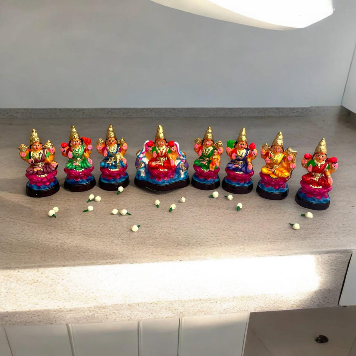 Goddess Ashtalakshmi Set for Navratri Golu Dolls Diwali Puja Temple Office Decor Handmade Golu Doll Set of 8 Indian Traditional Home Decor Gifting Item Navaratri Golu (6 Inches) - LoveNspire