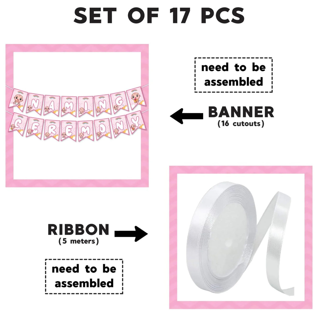 Baby Naming Ceremony Banner Baby Shower Decoration - Sign for Backdrop Decor Party Supplies & Decorations Favors Naming Ceremony for Girls Boys - LoveNspire