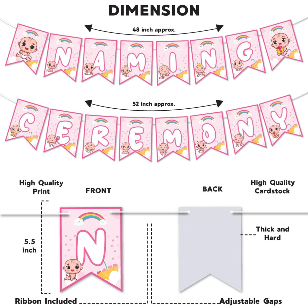 Baby Naming Ceremony Banner Baby Shower Decoration - Sign for Backdrop Decor Party Supplies & Decorations Favors Naming Ceremony for Girls Boys - LoveNspire