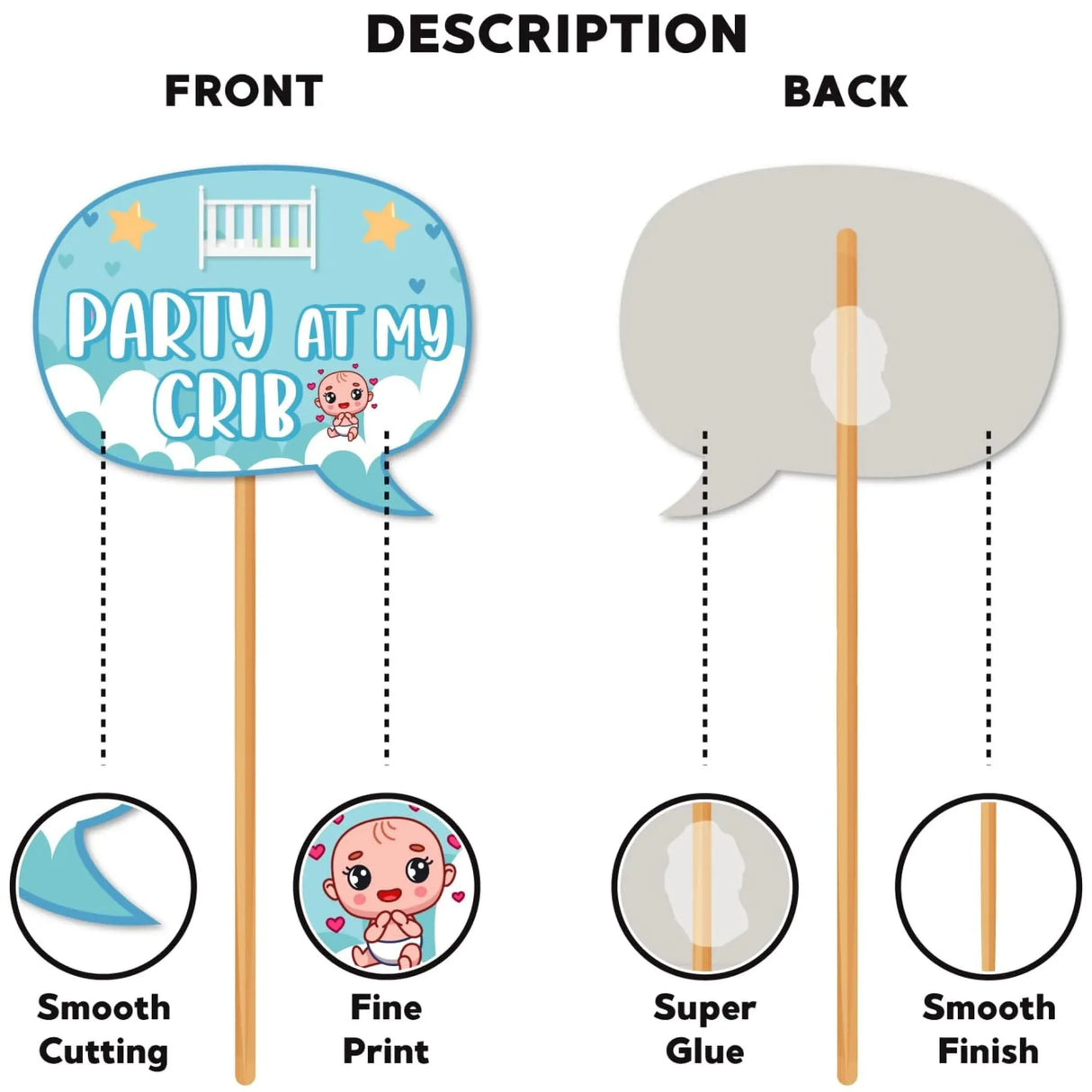 20 Pcs It's a Boy Photo Booth Props Baby Naming Day Photobooth Kit Little one Baby Shower Selfie Props with Sticks Pink Party Supplies & Decorations Favors - LoveNspire