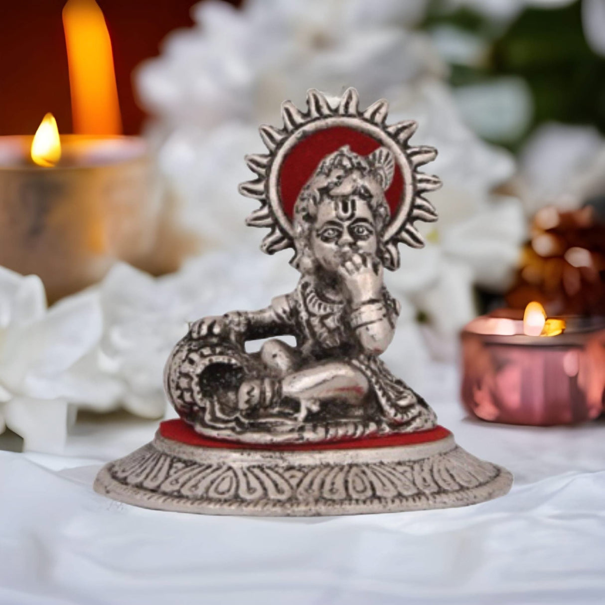 Bal Krishna Statue Metal Lord Krishna Idol Showpiece Krishna with Matki Mandir Temple Pooja Decor Home Office Decoration Housewarming Gift Diwali Decoration - LoveNspire