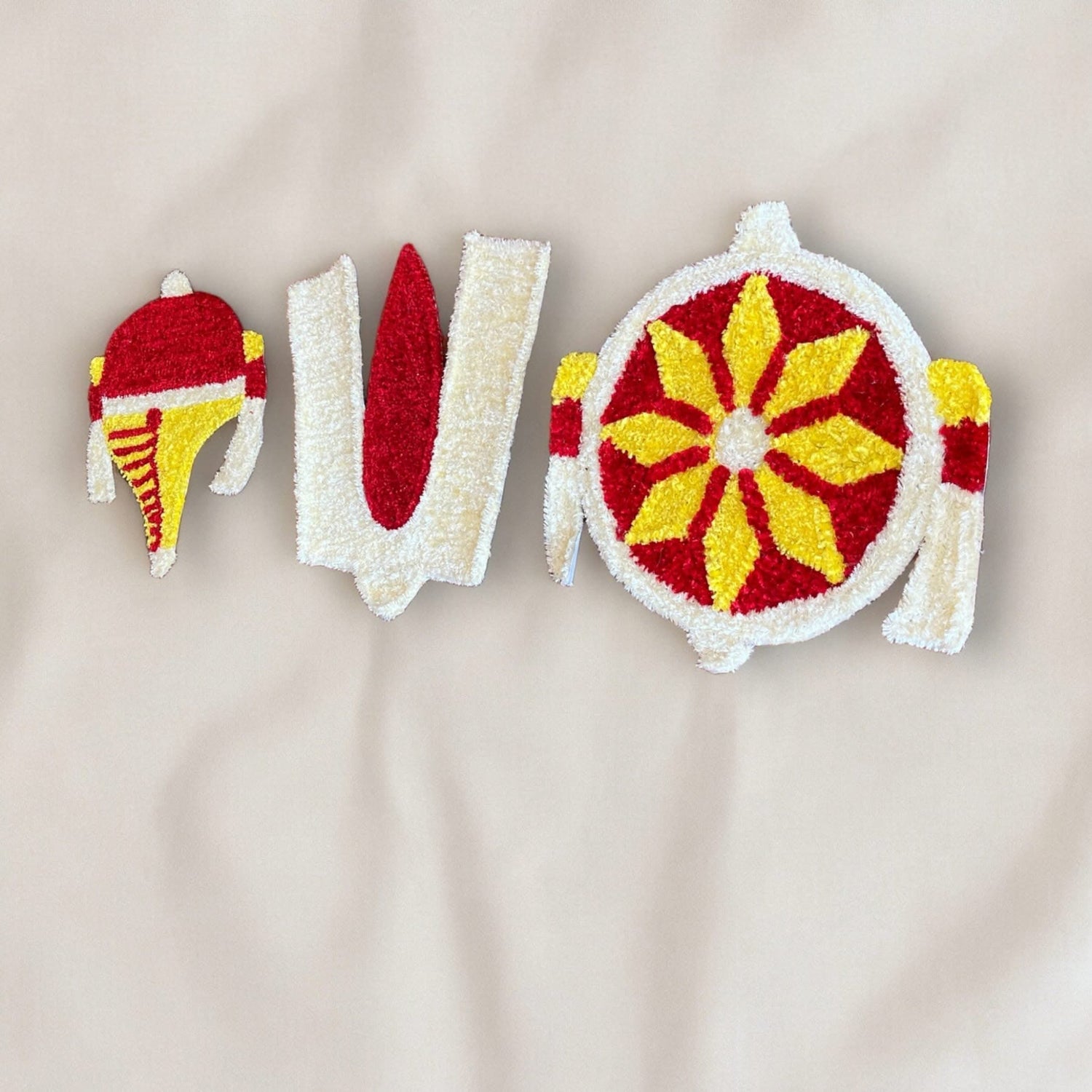 Balaji Shanku Chakra Namam Set Flax Fur Yarn Wool Tirupati Balaji Tilak Cutouts with Canvas Base Indian Traditional Lordvishnu Puja Backdrop Decoration Cutout for Pooja Wedding Decor Housewarming Gift - LoveNspire