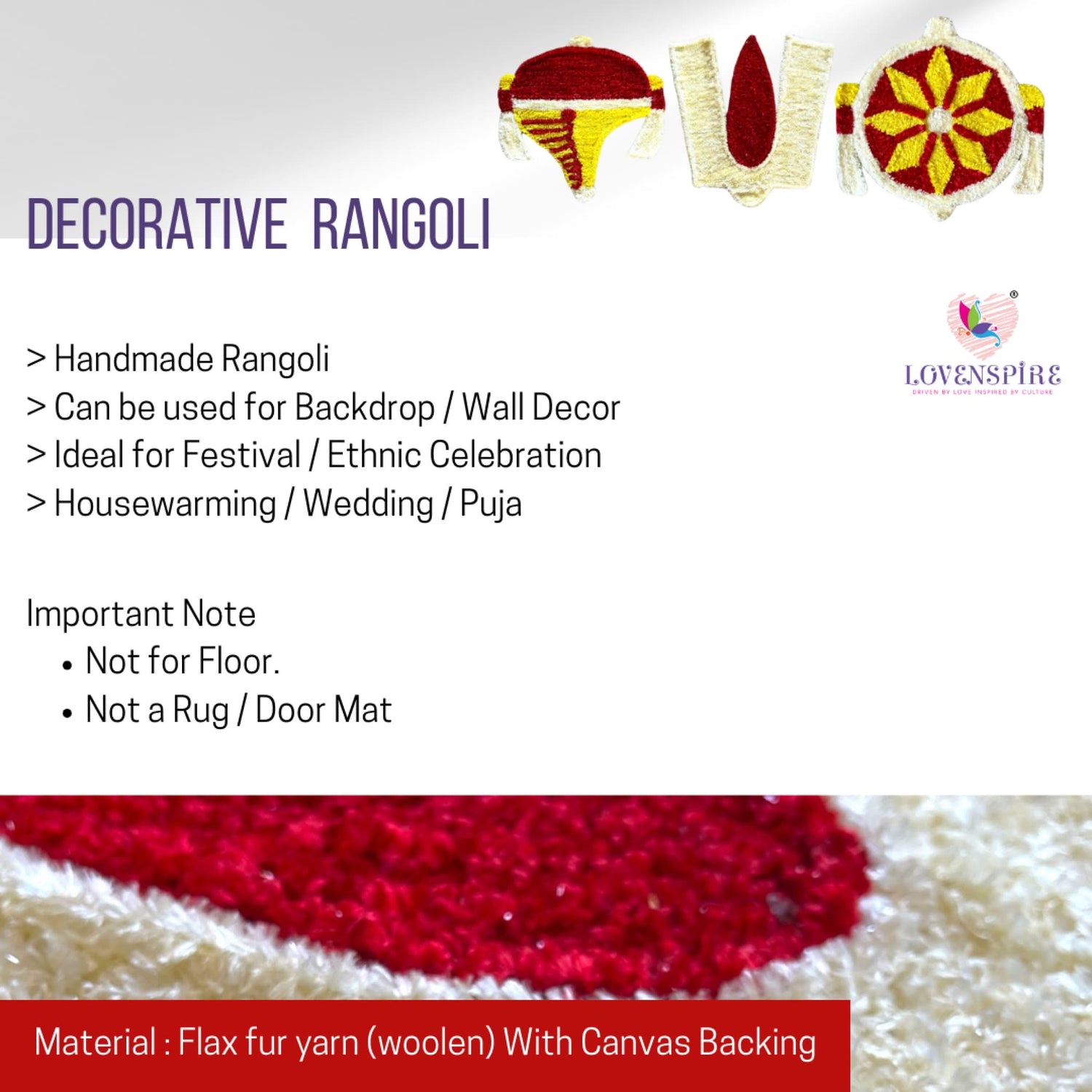 Balaji Shanku Chakra Namam Set Flax Fur Yarn Wool Tirupati Balaji Tilak Cutouts with Canvas Base Indian Traditional Lordvishnu Puja Backdrop Decoration Cutout for Pooja Wedding Decor Housewarming Gift - LoveNspire