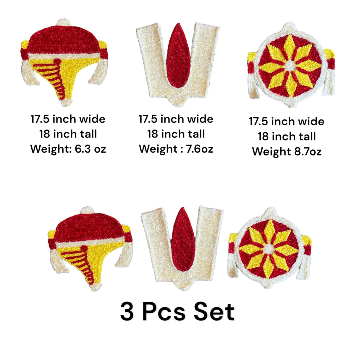 Balaji Shanku Chakra Namam Set Flax Fur Yarn Wool Tirupati Balaji Tilak Cutouts with Canvas Base Indian Traditional Lordvishnu Puja Backdrop Decoration Cutout for Pooja Wedding Decor Housewarming Gift - LoveNspire