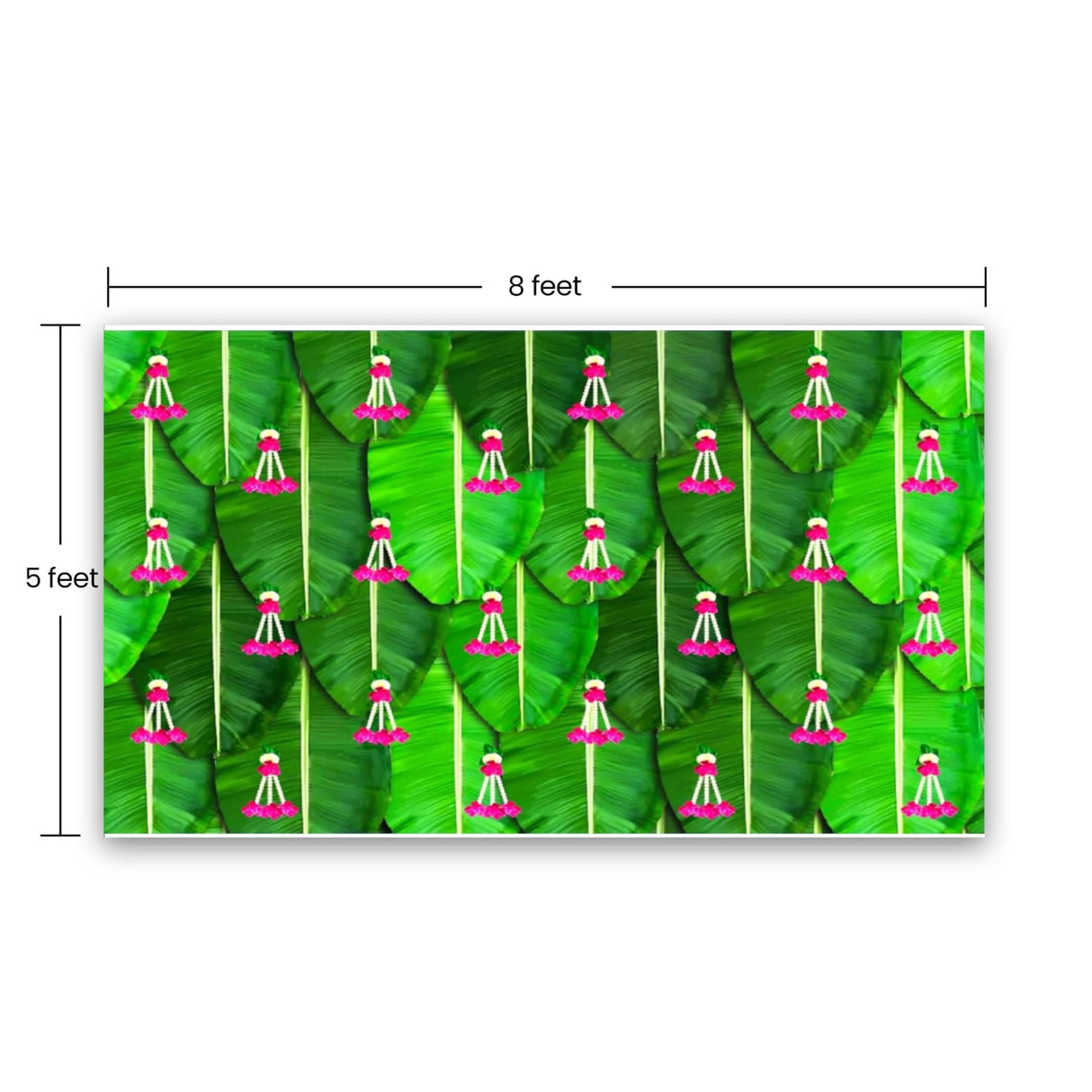 Banana Leaf Backdrop 5x8 Feet Backdrop Indian Traditional Cloth Backdrop Pooja Backdrop Indian Wall Art Photo Decor Banner Diwali Decor Wedding Backdrop Decorative Pooja Cloth - LoveNspire