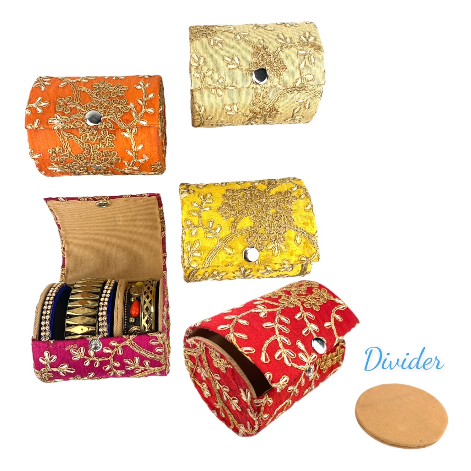 Bangle Organizing Box for Women and Girls Bulk Assorted Jewellery Storage Bag Beautiful Embroidered Bangle Case Indian Pakistani Wedding Favor Bridesmaid Gift - LoveNspire