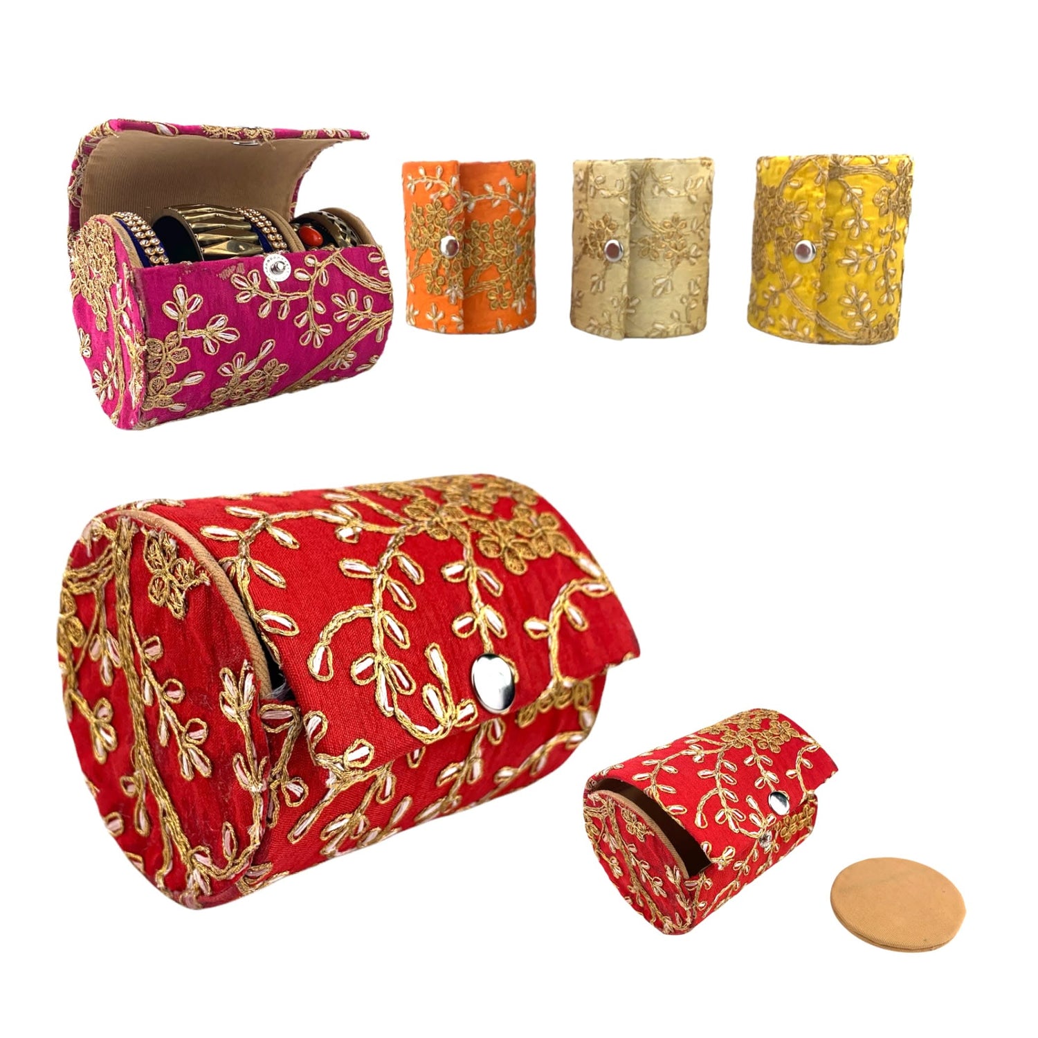 Bangle Organizing Box for Women and Girls Bulk Assorted Jewellery Storage Bag Beautiful Embroidered Bangle Case Indian Pakistani Wedding Favor Bridesmaid Gift - LoveNspire