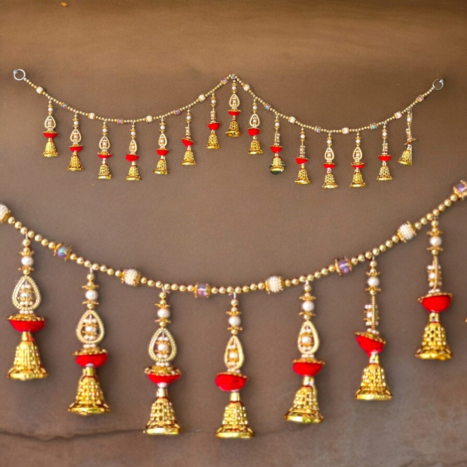 Door Toran Hanging Beads Pompom Bandarwal for Home Pooja Decor Indian Vintage Traditional Main Door Wall Hanging Diwali Decoration Wedding Favor Housewarming Return Gift (size 36x5 Inches) - LoveNspire