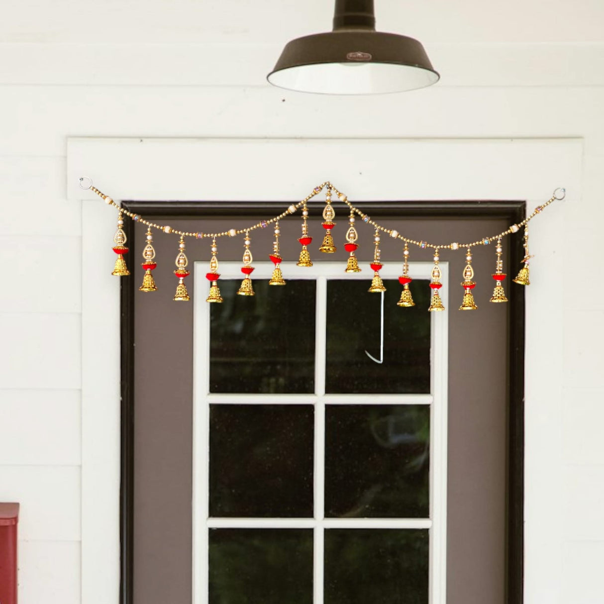 Door Toran Hanging Beads Pompom Bandarwal for Home Pooja Decor Indian Vintage Traditional Main Door Wall Hanging Diwali Decoration Wedding Favor Housewarming Return Gift (size 36x5 Inches) - LoveNspire