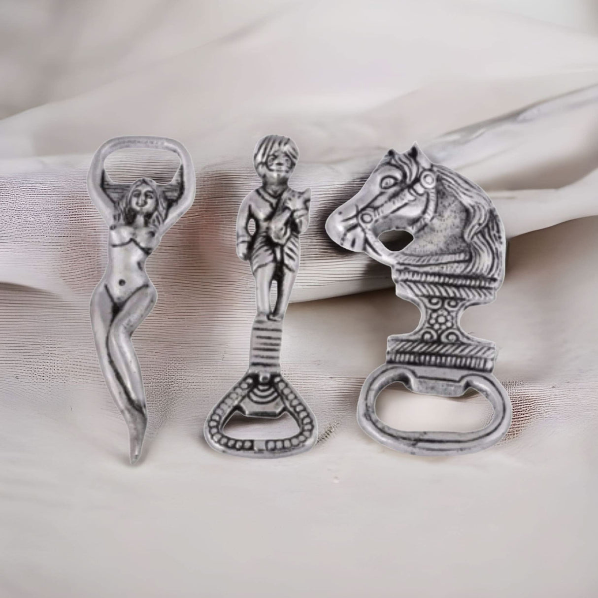 Designer German Silver Bear Bottle can Opener for Kitchen, Bar, or Restaurant Automatic Bottle Cap Catcher Birthday, Christmas, New Year Gift - LoveNspire