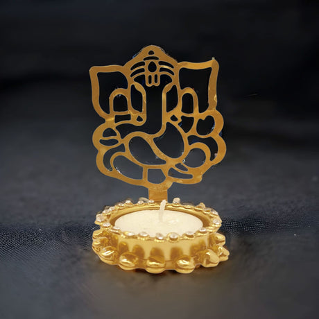 Shadow Diya Ganesha Candle Holder Ganesha Tea Light Candle Holder Diwali Decor Traditional Decorative T-light Candle Holder for Home Office Wedding Favor Housewarming Gift - LoveNspire