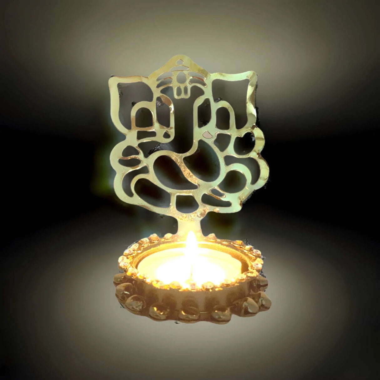 Shadow Diya Ganesha Candle Holder Ganesha Tea Light Candle Holder Diwali Decor Traditional Decorative T-light Candle Holder for Home Office Wedding Favor Housewarming Gift - LoveNspire