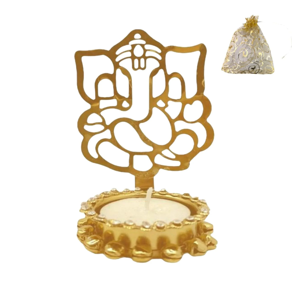 Shadow Diya Ganesha Candle Holder Ganesha Tea Light Candle Holder Diwali Decor Traditional Decorative T-light Candle Holder for Home Office Wedding Favor Housewarming Gift - LoveNspire
