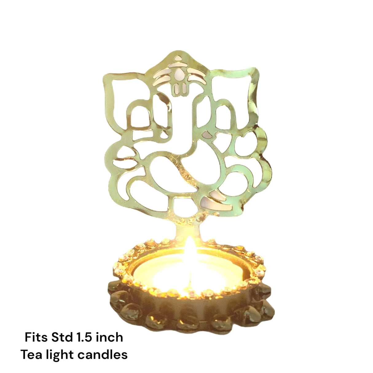 Shadow Diya Ganesha Candle Holder Ganesha Tea Light Candle Holder Diwali Decor Traditional Decorative T-light Candle Holder for Home Office Wedding Favor Housewarming Gift - LoveNspire