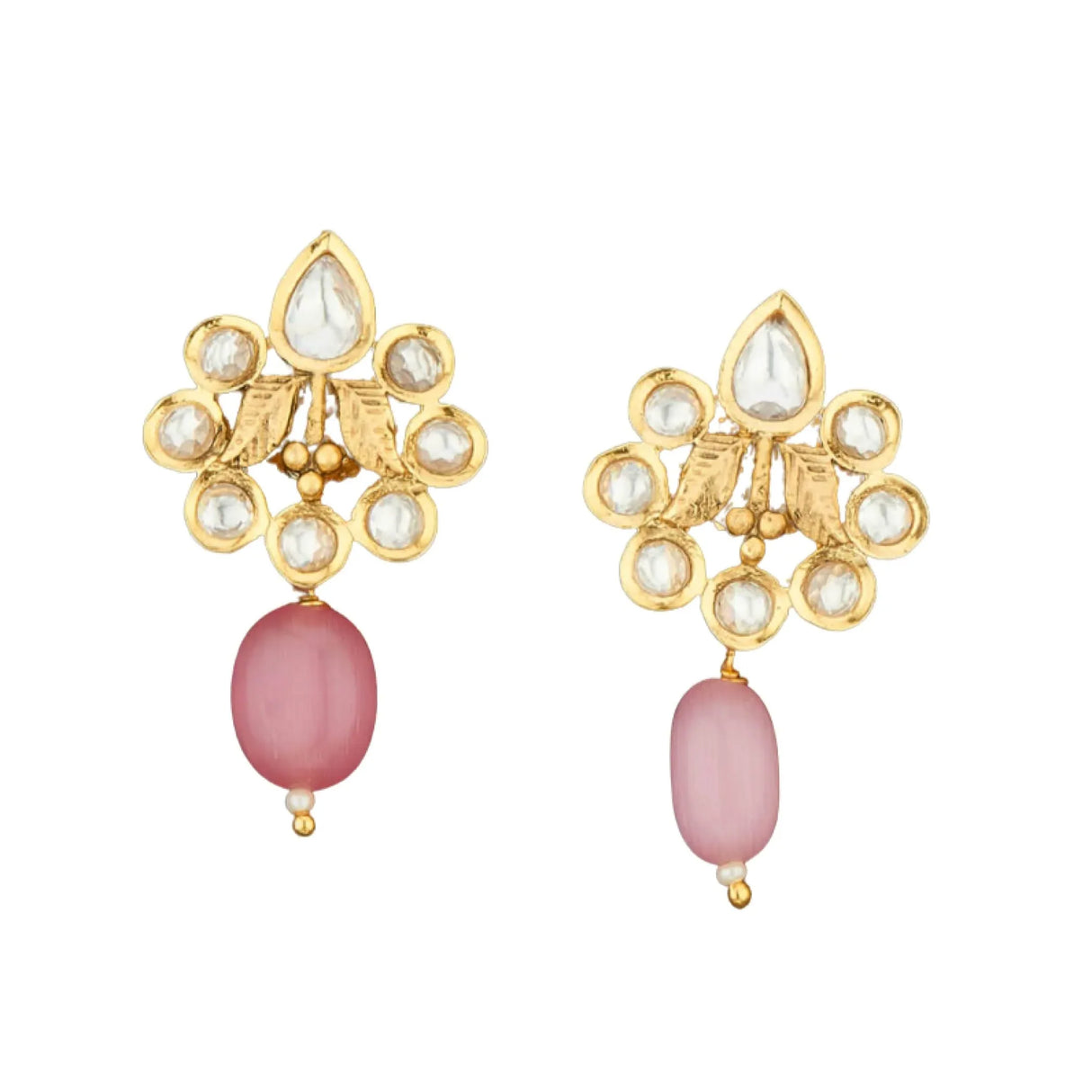 Indian Kundan Small Earrings for Women - Indian Traditional Small Jhumka Chandbali Kundan Stud Earrings in Gold & White Tone Bollywood Style Small Dangle Earrings for Women Bridal Jewellery - LoveNspire