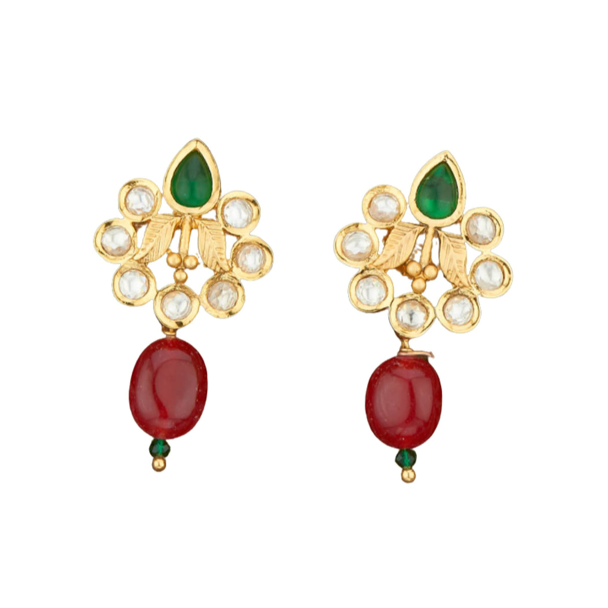 Indian Kundan Small Earrings for Women - Indian Traditional Small Jhumka Chandbali Kundan Stud Earrings in Gold & White Tone Bollywood Style Small Dangle Earrings for Women Bridal Jewellery - LoveNspire