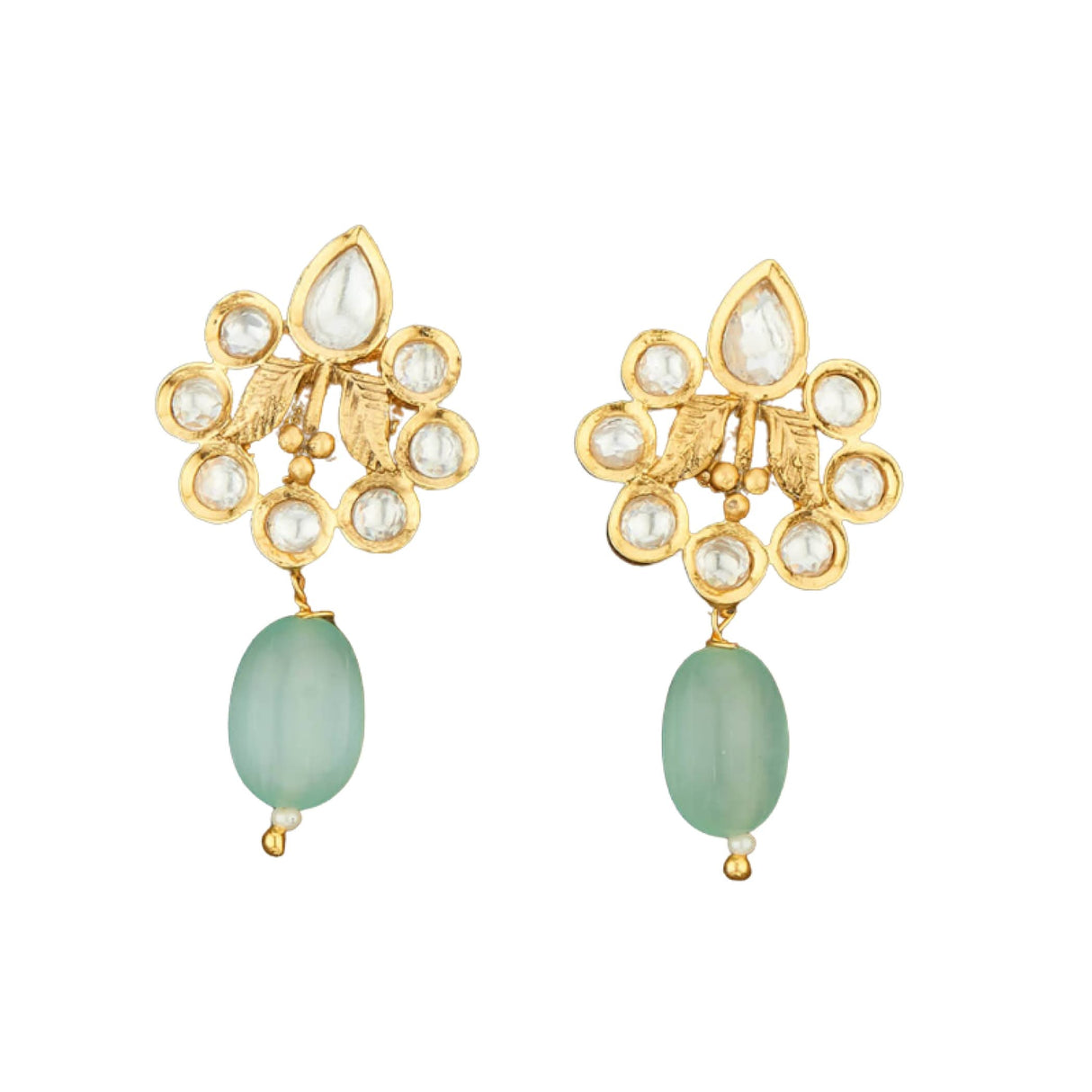 Indian Kundan Small Earrings for Women - Indian Traditional Small Jhumka Chandbali Kundan Stud Earrings in Gold & White Tone Bollywood Style Small Dangle Earrings for Women Bridal Jewellery - LoveNspire