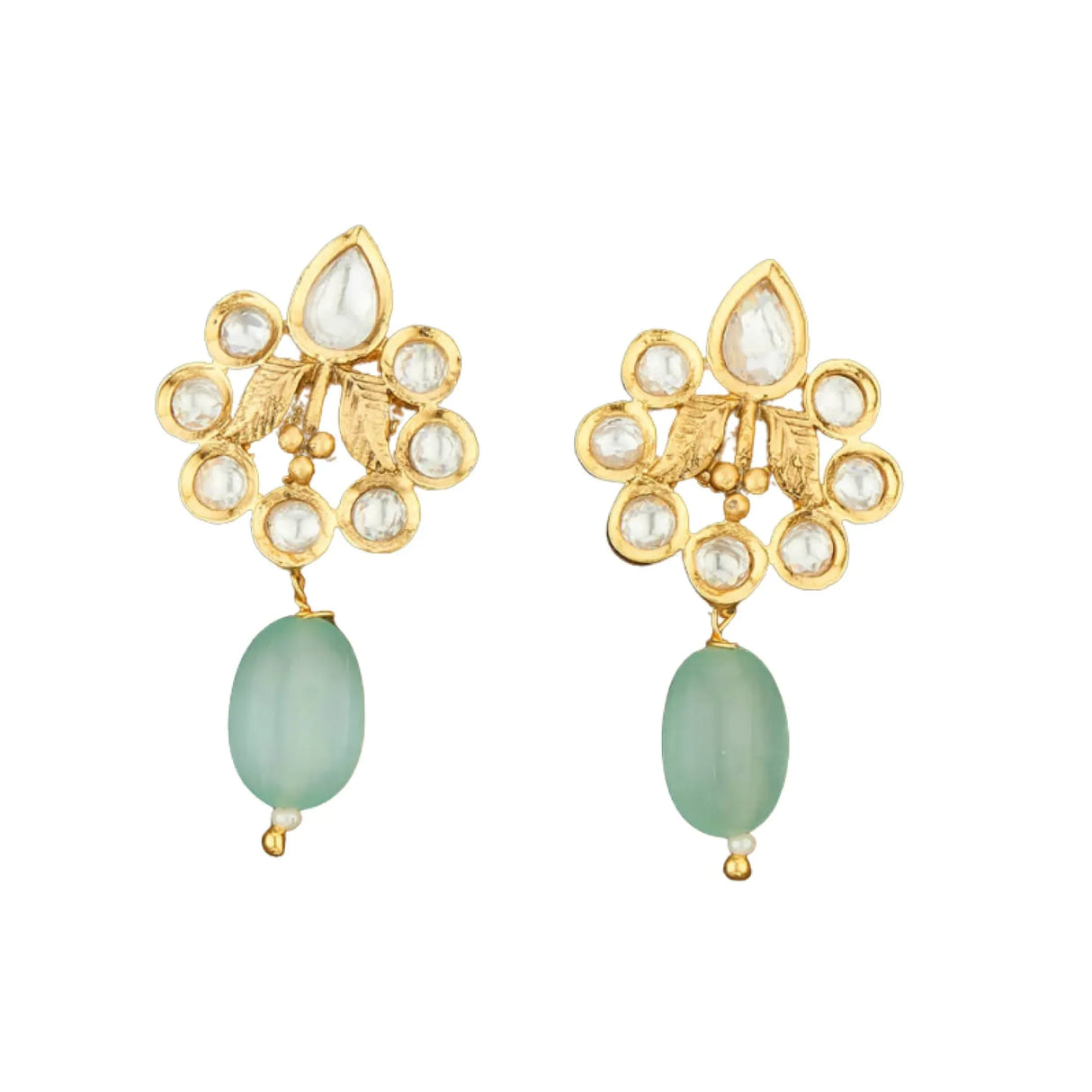 Indian Kundan Small Earrings for Women - Indian Traditional Small Jhumka Chandbali Kundan Stud Earrings in Gold & White Tone Bollywood Style Small Dangle Earrings for Women Bridal Jewellery - LoveNspire