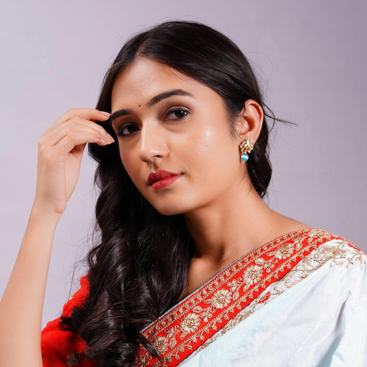 Indian Kundan Small Earrings for Women - Indian Traditional Small Jhumka Chandbali Kundan Stud Earrings in Gold & White Tone Bollywood Style Small Dangle Earrings for Women Bridal Jewellery - LoveNspire