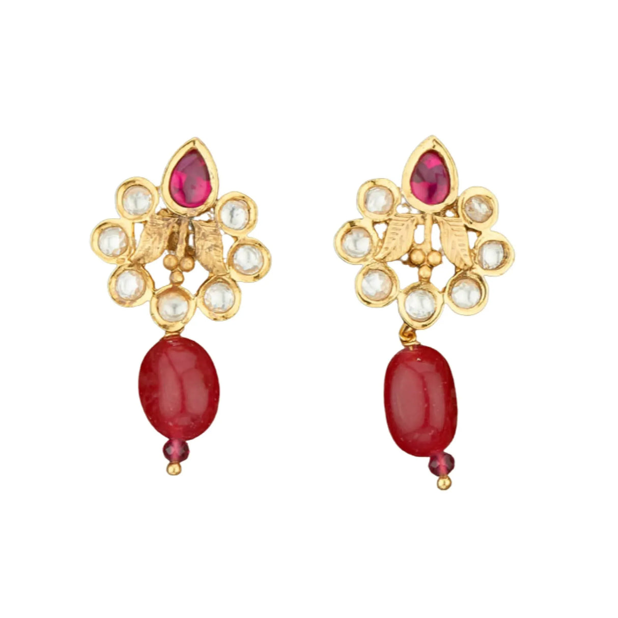 Indian Kundan Small Earrings for Women - Indian Traditional Small Jhumka Chandbali Kundan Stud Earrings in Gold & White Tone Bollywood Style Small Dangle Earrings for Women Bridal Jewellery - LoveNspire
