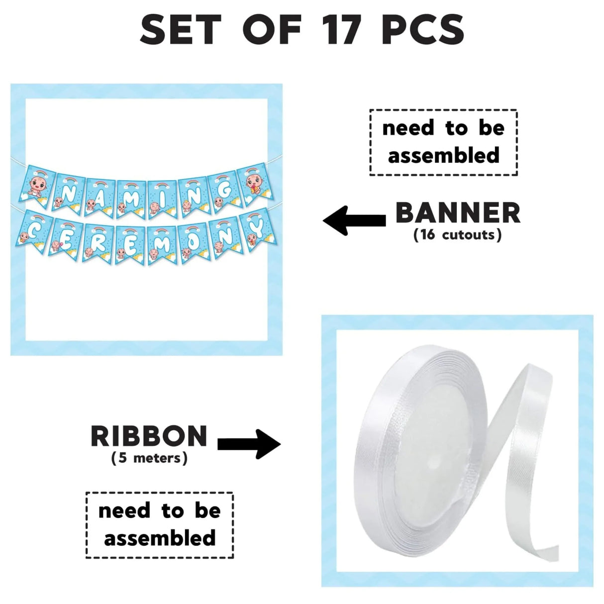 Baby Naming Ceremony Banner Baby Shower Decoration - Sign for Backdrop Decor Party Supplies Event Decorations Favors Naming Ceremony for Girls Boys - LoveNspire