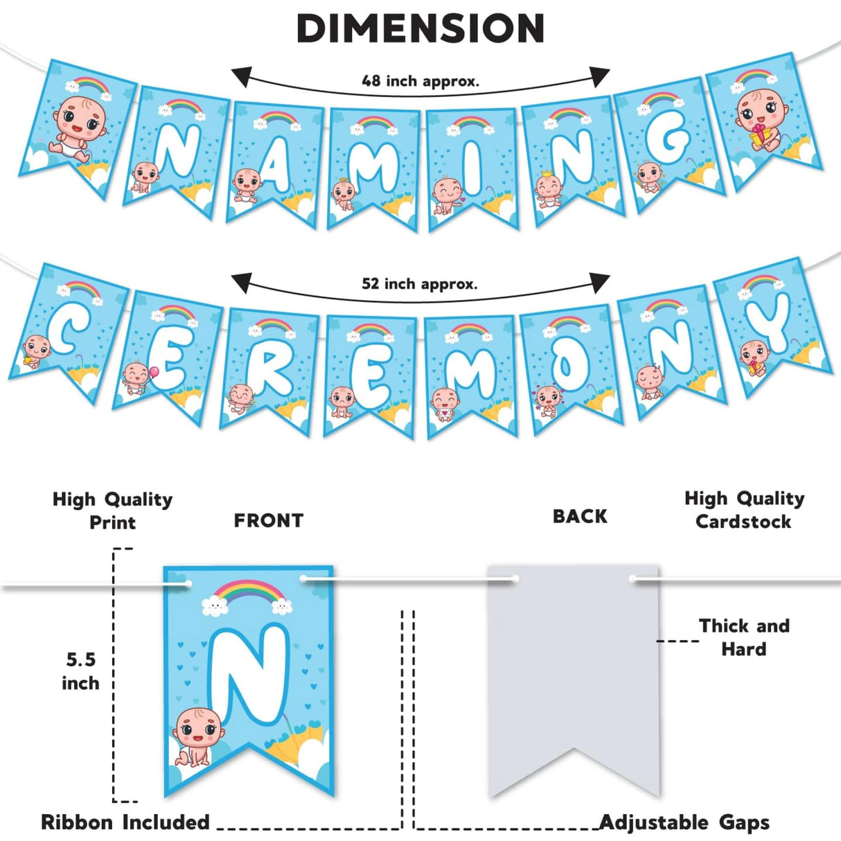 Baby Naming Ceremony Banner Baby Shower Decoration - Sign for Backdrop Decor Party Supplies Event Decorations Favors Naming Ceremony for Girls Boys - LoveNspire