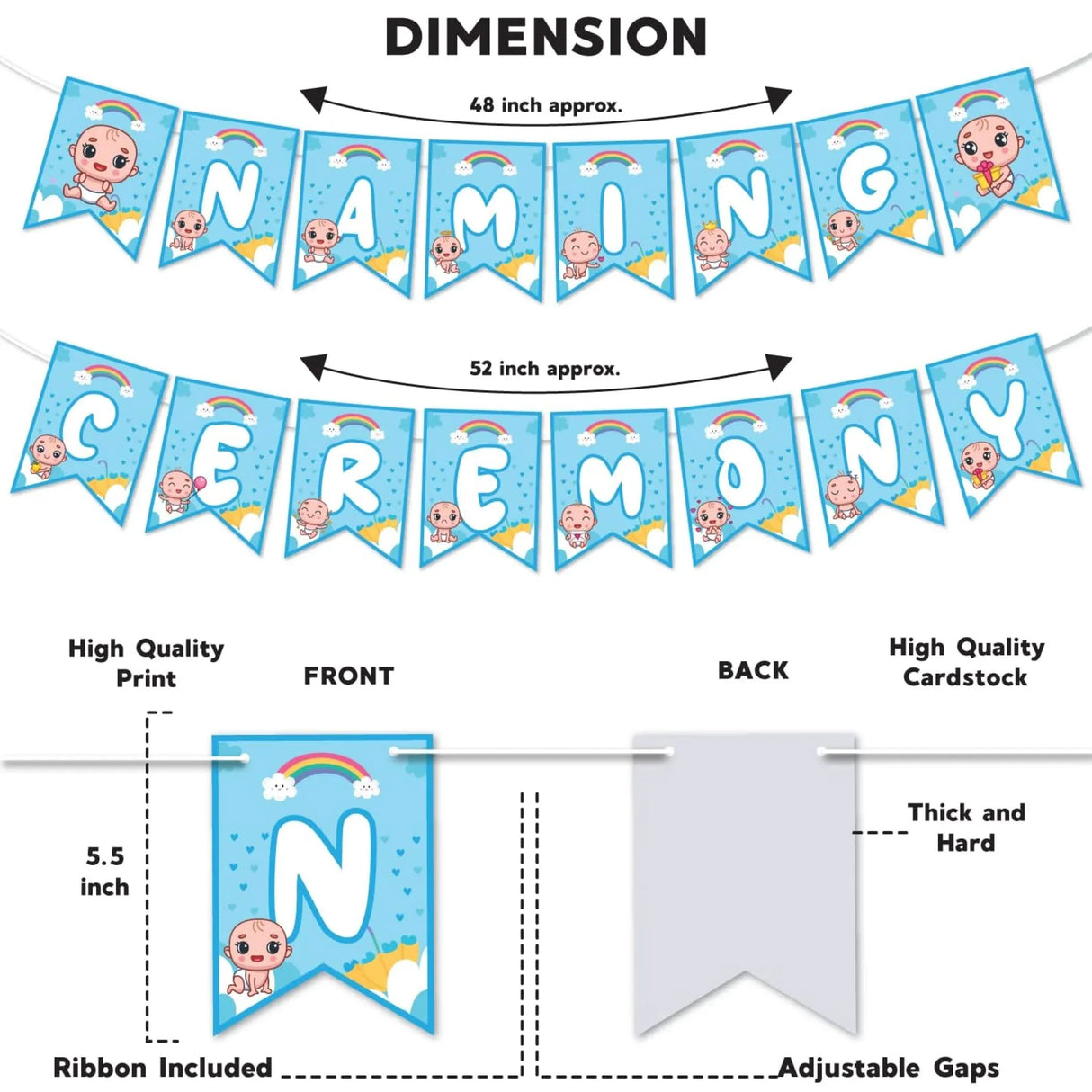 Baby Naming Ceremony Banner Baby Shower Decoration - Sign for Backdrop Decor Party Supplies Event Decorations Favors Naming Ceremony for Girls Boys - LoveNspire
