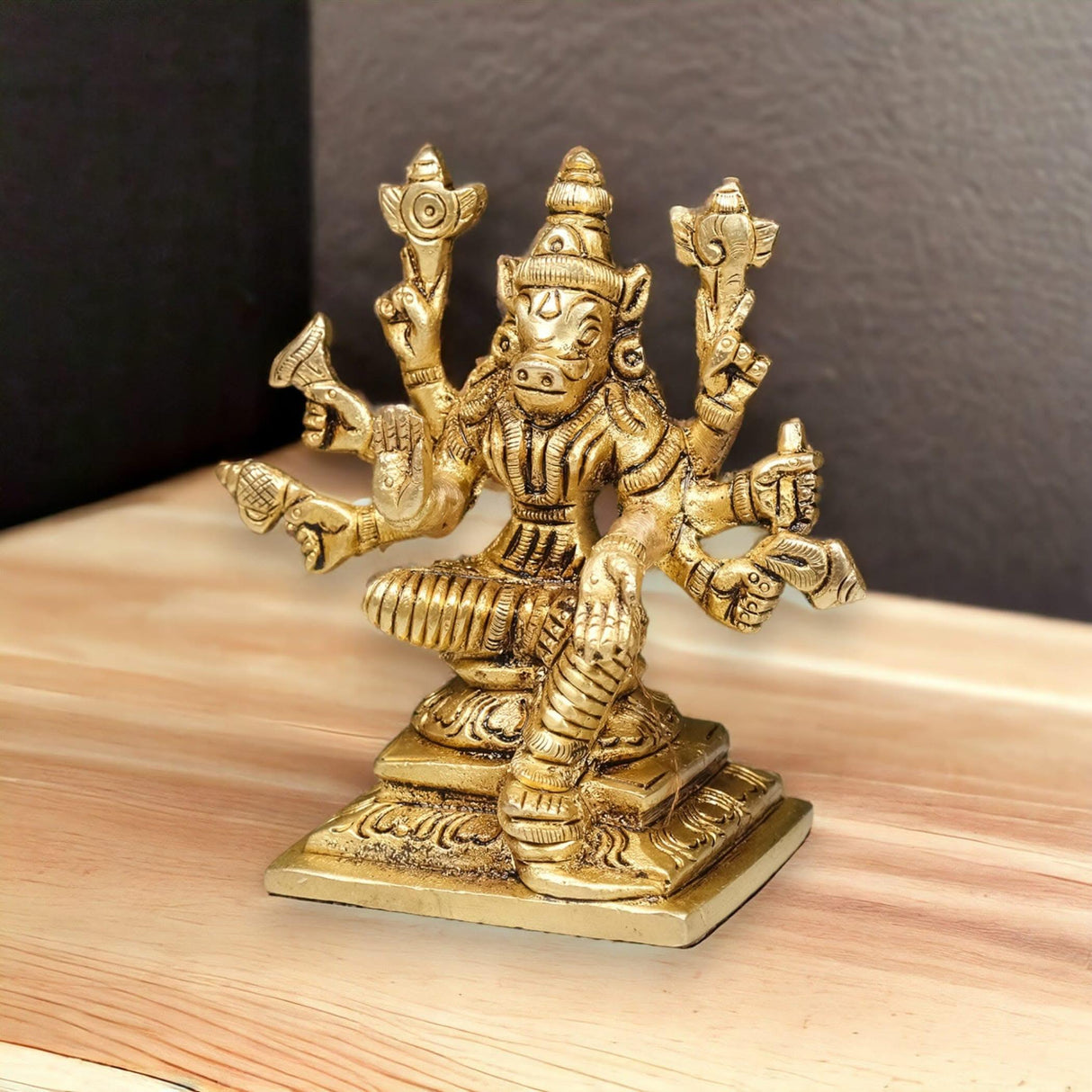 Brass Varahi Devi Statue Hindu Goddess Deity Matrikas Dandini Varahi Amman Idol for Pooja Room Home Temple Lord Vishnu’s Varaha Avatar - Housewarming Navaratri Gift (3 Inches) - LoveNspire