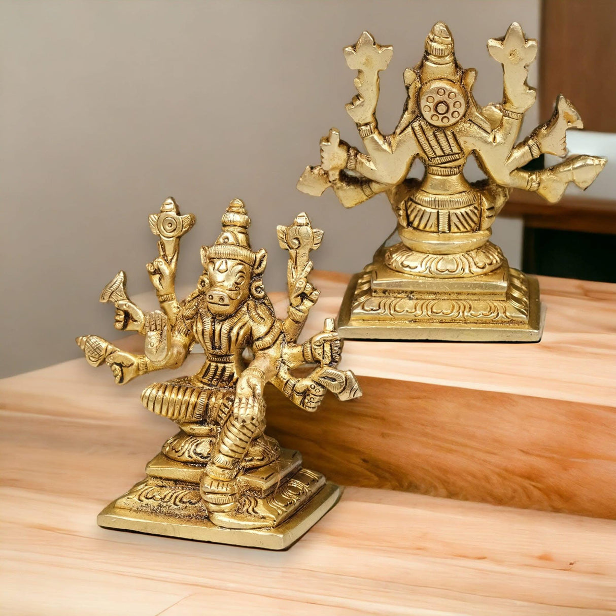 Brass Varahi Devi Statue Hindu Goddess Deity Matrikas Dandini Varahi Amman Idol for Pooja Room Home Temple Lord Vishnu’s Varaha Avatar - Housewarming Navaratri Gift (3 Inches) - LoveNspire
