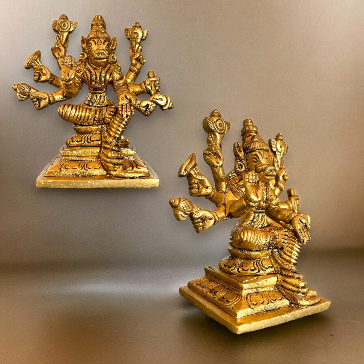 Brass Varahi Devi Statue Hindu Goddess Deity Matrikas Dandini Varahi Amman Idol for Pooja Room Home Temple Lord Vishnu’s Varaha Avatar - Housewarming Navaratri Gift (3 Inches) - LoveNspire