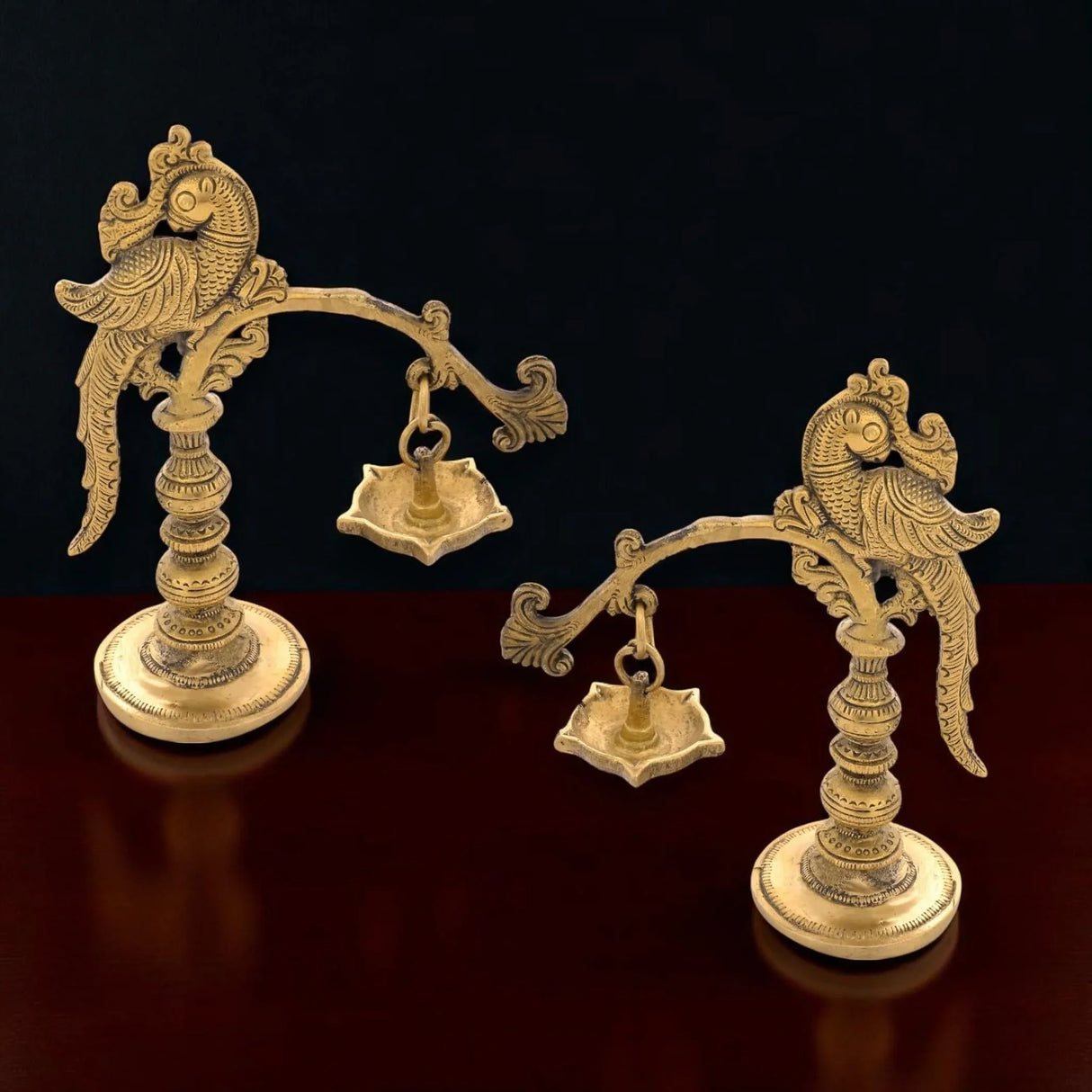 Brass Annam Oil Lamp Diya Peacock Samai Deepak Lamp Kerala Traditional Kutthu Vilakku Panchmahal Deepam for Home Temple Mandir Office Diwali Decoration - Deepawali Housewarming Return Gift - LoveNspire